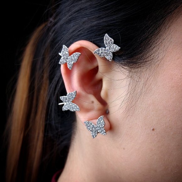Butterfly Cuff Clip Earrings 4 - Left Ear Only - Picture 1 of 5